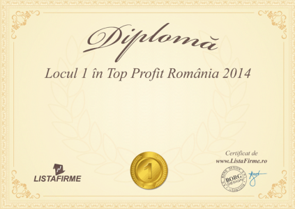 Locul I in Top profit Romania 2014 Locul I in Top profit Romania 2014